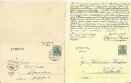 DR P67, V. Lübeck Gebr. 5 Pf. Doppel Ganzsache M. Rücks. Lotterie Zudruck. - Cartas & Documentos