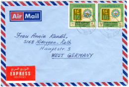 Kuwait 1975, MeF 2x70 F. National Day Auf Luftpost Express Brief N. Deutschland - Otros - Asia