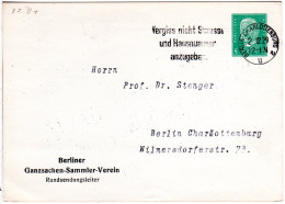 DR, Gebr. 5 Pf. Privatganzsache Karte Berliner Ganzsachen Verein - Brieven En Documenten