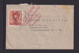 1945 - 8 Gr. Auf Kleinem Ortsbrief Wien - Nachgebühr Und 3 Portomarken Auf Der Rückseite - Brieven En Documenten
