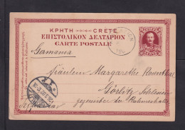 1902 - 10 L. Ganzsache Ab Heraklion Nach Görlitz - Creta