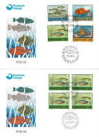 Faroe Islands 1994;  Fish.  Set Of 4 On FDC Both Single And Block Of 4 (5 Covers). - Faroe Islands