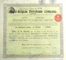 Anglo-Belgian Petroleum Company -5 Pref.shares (1928) - Petrolio