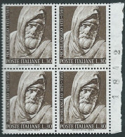 Italia 1964 ; Anniversario Di Michelangelo : Quartina Di Bordo Con Il Numero Del Foglio - 1961-70: Nieuw/plakker