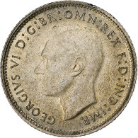 Australie, George VI, 6 Pence, 1946, Melbourne, Billon, TTB+, KM:38a - Florin
