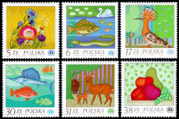 POLAND 1983 , Nature Conservation, Animals, Fruits, Michel 2850-2855 ** - Unused Stamps
