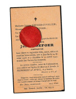 Faire-part De Décès De Melle Josette DEFOER  , Institutrice- JAUCHE 1926 / 1947  (B377) - Obituary Notices
