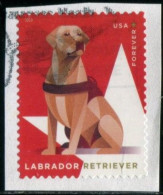 VEREINIGTE STAATEN ETATS UNIS USA 2019 WORKING DOGS: LABRADOR RETRIEVER F USED ON PAPER SN 5406 MI 5643 YT 5263 SG 6020 - Gebraucht
