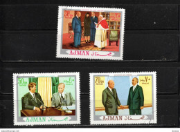 AJMAN 1970 Eisenhower, Jean XXIII, Kennedy, Adenauer Michel 622-624 Oblitéré - Ajman