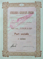 Ateliers Germain-Anglo - Monceau-sur-Sambre - Part Sociale -1963 - Ferrovie & Tranvie