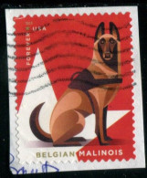 VEREINIGTE STAATEN ETATS UNIS USA 2019 WORKING DOGS: BELGIAN MALINOIS F USED ON PAPER SN 5407 MI 5644 YT 5264 SG 6021 - Usati