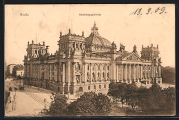 AK Berlin-Tiergarten, Reichstagsgebäude Mit Strasse Aus Der Vogelschau  - Dierentuin