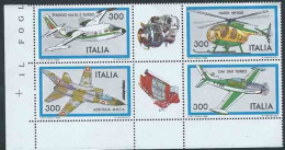 Italia, Italy, Italie, Italien 1982; AEREI , Costruzioni Aeronautiche : Serie Completa In Blocco D' Angolo. - Airplanes
