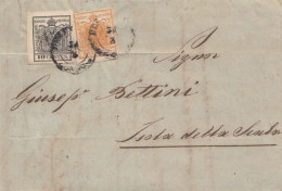 1784  -LOMBARDO VENETO - Lettera Con Testo Del 1858 Da Desenzano A Isola Della Scala Con C. 10 Nero + C. 5 Giallo Ocra. - Lombardije-Venetië