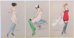 Illustrateur Italien C. CALDERARA - Série 3338-1-5-6 - 3 Cartes Postales - Femme - Erotisme - Glamour - Parfait état - Autres & Non Classés