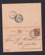 1898 - 1/2 P. Doppel-Ganzsache (P 4) Ab NOODSBERG-RCA Nach Standerton  - Natal (1857-1909)