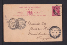 1902 - 1 P. Ganzsache Ab Durban Nach SINGAPORE - Natal (1857-1909)