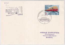 Zumst. 385 / Mi. 747 Karte Mit Automabilpost Sonderstempel A911 - Bundesfeier Bern 1962 - Marcofilie