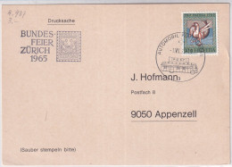 Zumst. Pro Patria 124 / Mi. 815 Karte Mit Automabilpost Sonderstempel A987 - Bundesfeier Zürich 1965 - Marcophilie