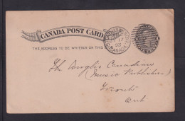 1893 - 1 C. Ganzsache Ab St. CATHARWEST Nach Toronto - Lettres & Documents