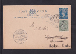 1898 - 1/2 P. Blau Ganzsache (P 3) Mit 1/2 P. Zufrankiert Ab St. Georges Nach Deutschland - Bermudas