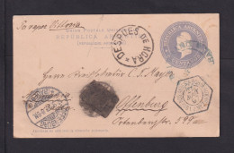 1897 - 6 C. Ganzsache Ab Buenos Aires Nach Offenburg - 1 Nebenstempel Geschwärzt - Covers & Documents