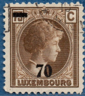 Luxemburg 1936 70 Overprint Plateflaw "7" Narrow Leg, Fat "0" 1 Value Cancelled - 1926-39 Charlotte De Profil à Droite