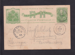 1899 . 3 C. Ganzsache Ab CAYES Nach Ravensburg  - Haití