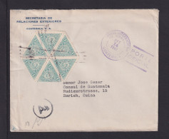 1943 - 1 C. 6er-Block Auf Brief Ab Guatemala Nach Zürich - Deutsche Zensur - Guatemala