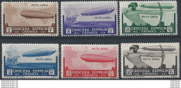 1933 Cirenaica Aerea Zeppelin 6v. MNH Sassone N. A12/17 - Andere & Zonder Classificatie