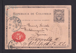 1902 - 5 Auf 2 C. Ganzsache (P 14) Ab Bogota Nach Wien - Bug - Colombie