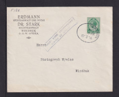 1916 - 1/2 P. Auf Brief In WINDHOEK - Zensur - Africa Del Sud-Ovest (1923-1990)