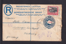 1929 - 4 P. Überdruck-Einschreib-Ganzsache Mit Zufrankatur Ab KOLMANSKOP Nach Beihingen - Afrique Du Sud-Ouest (1923-1990)