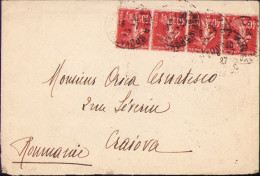 Grand Hotel Cabourg En-tête Letter And Paper, 1927, With 4 Stamps Of 40 Centimes, Circulated Calvados-Craiova A2497N - Collections
