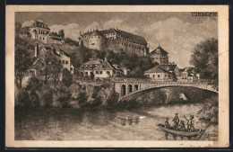 AK Tübingen, Bootsfahrt Auf Dem Fluss, Brücke, Burg  - Tübingen