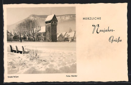 AK Urach /Württ., Winteransicht Im Schnee, Neujahrsgrüsse  - Bad Urach