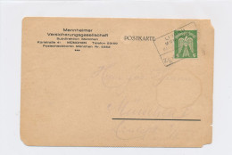 1924 Ganzstück Fa. Mannheimer DR Flugpost 5 Pf Bahnpoststempel Lindau München - Oblitérés