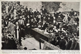 PALESTINE ISRAEL JERUSALEM LORD BALFOUR  AT THE OPENING OF THE HEBREW UNIVERSITY JUDAICA JEWISH POSTCARD 1925 - Jewish