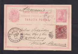 1899 - 10 C. Ganzsache Mit 5 C. Zufrankiert Ab Caracas Nach Ravensburg - Venezuela