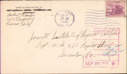 Envelope With 3 Cents NRA National Recovery Act USA 1933 Stamp Circulated Fresno, CA – Scranton, PA A2498N - Sammlungen