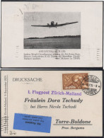 Svizzera 1925 - Cartolina Junkers  G 23 CH 133 - Primo Volo Zurigo-Milano 1925 - Storia Postale