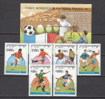 Football / Soccer / Fussball - WM 1998: Kambodscha  6 W + Bl ** - 1998 – Frankrijk