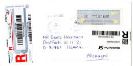 L78936 - Frankreich - 2012 - €5,07 ATM EF A R-Bf PARIS -> Deutschland - Covers & Documents