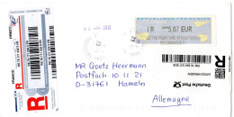 L78936 - Frankreich - 2012 - €5,07 ATM EF A R-Bf PARIS -> Deutschland - Lettres & Documents