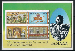 Uganda 1978 Royalty, Kings & Queens Of England, Queen Elizabeth II, Silver Jubilee Stamps Sheet MNH - Uganda (1962-...)