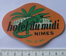 AUTOCOLLANT HOTEL DU MIDI - NIMES - CROCODILE - Autocollants