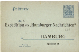 ALLEMAGNE REICH ENTIER CARTE GERMANIA 2 Pf REPIQUAGE "HAMBURGER NACHRICHTEN" NEUF** - Tarjetas