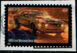 VEREINIGTE STAATEN ETATS UNIS USA 2022 PONY CARS: 1969 FORD MUSTANG BOSS 302 USED ON PAPER SN 5715 - Gebraucht