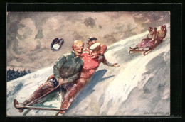 AK Amerikanische Schlittenfahrt  - Wintersport
