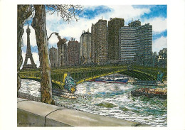 Art - Peinture - Kojiro Akagi - Le Pont Mirabeau Et Le Front De Seine - Collection Le Paris D'Akagi - CPM - Carte Neuve  - Malerei & Gemälde